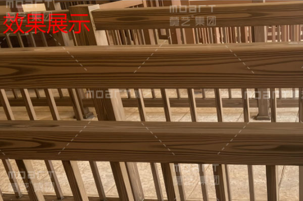 陜西咸陽(yáng)絲路歡樂(lè)世界護(hù)欄木紋漆效果展示